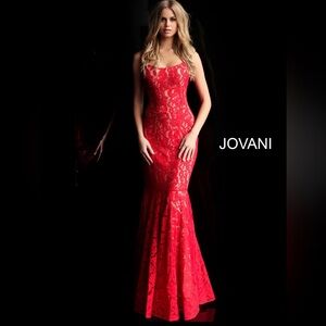 NWT Jovani Red Lace Prom Gown